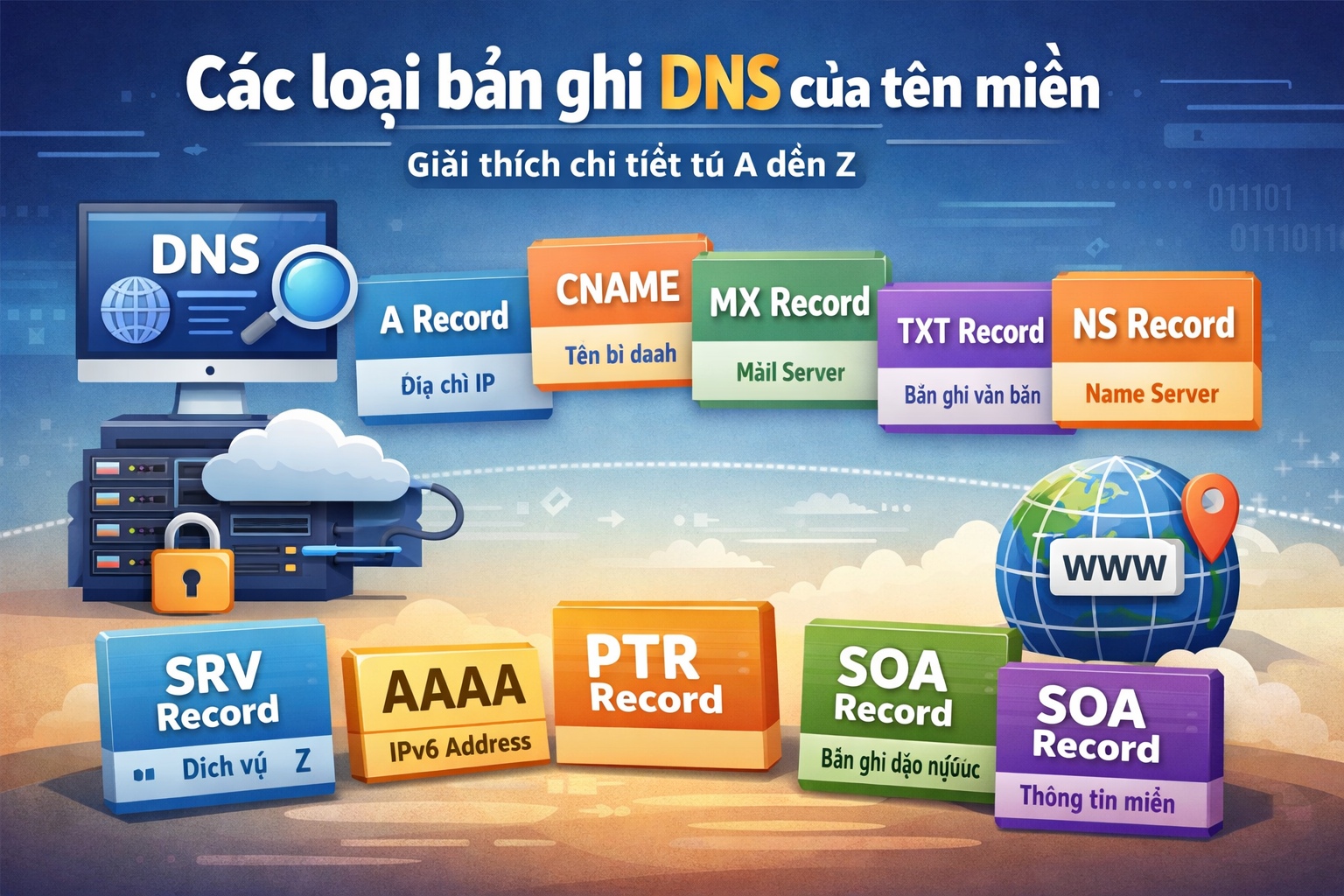 Các loại bản ghi DNS của tên miền: Giải thích chi tiết từ A đến Z