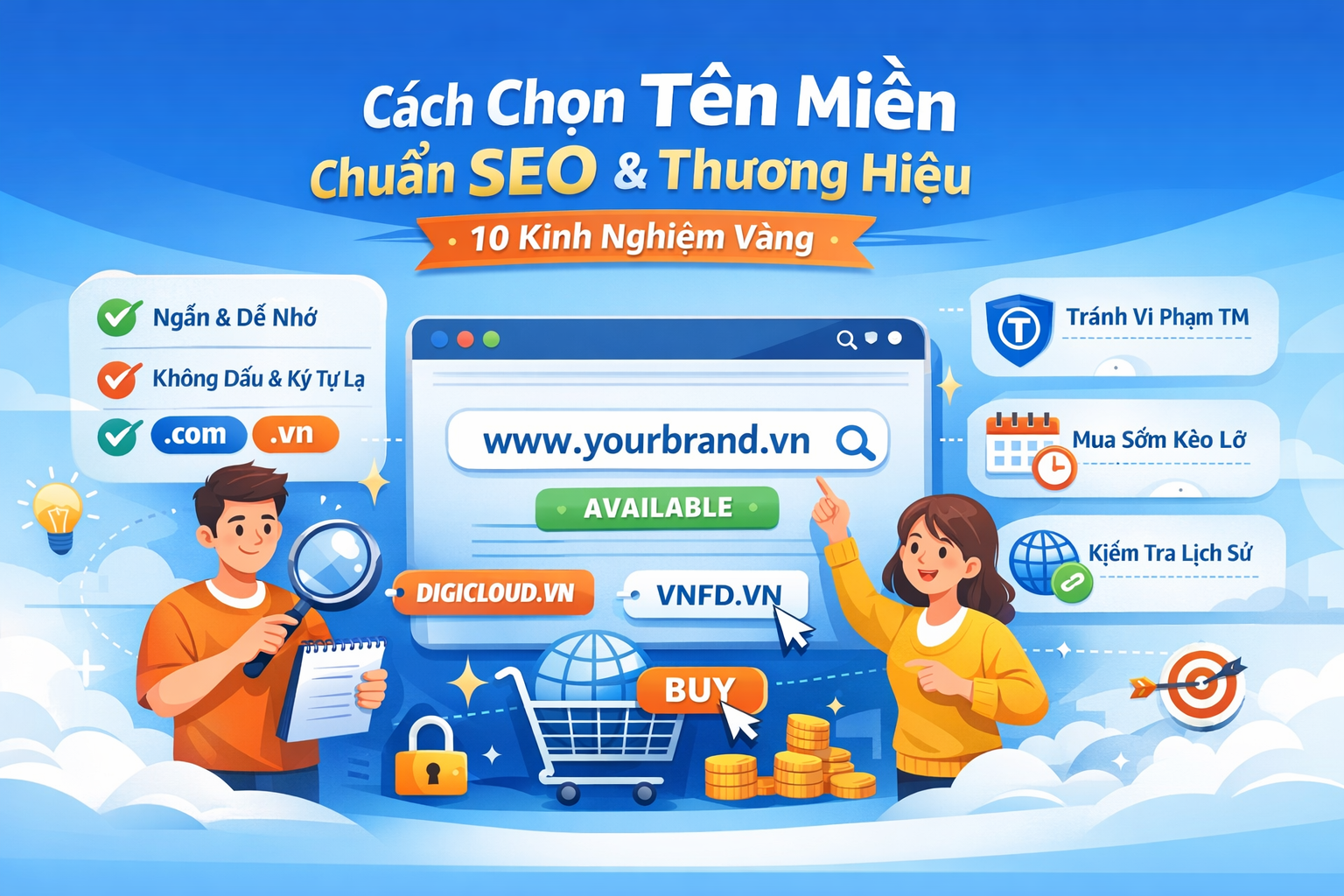 Cách chọn tên miền chuẩn SEO & thương hiệu: 10 kinh nghiệm thực tế bạn cần biết
