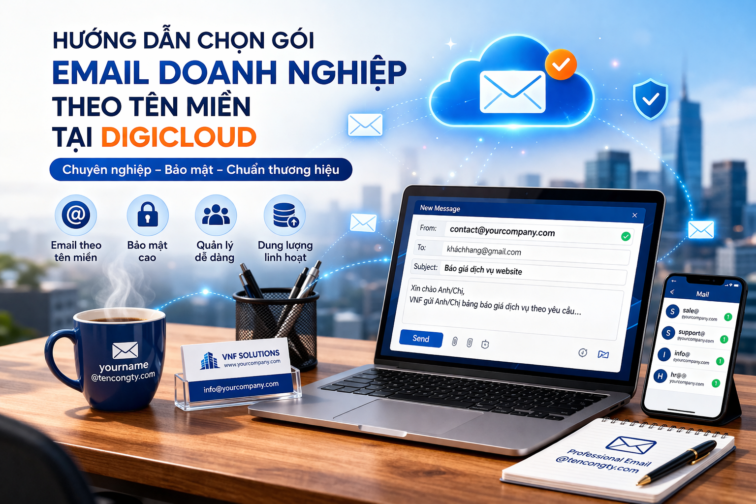 Hướng dẫn chọn Email doanh nghiệp theo tên miền tại DigiCloud