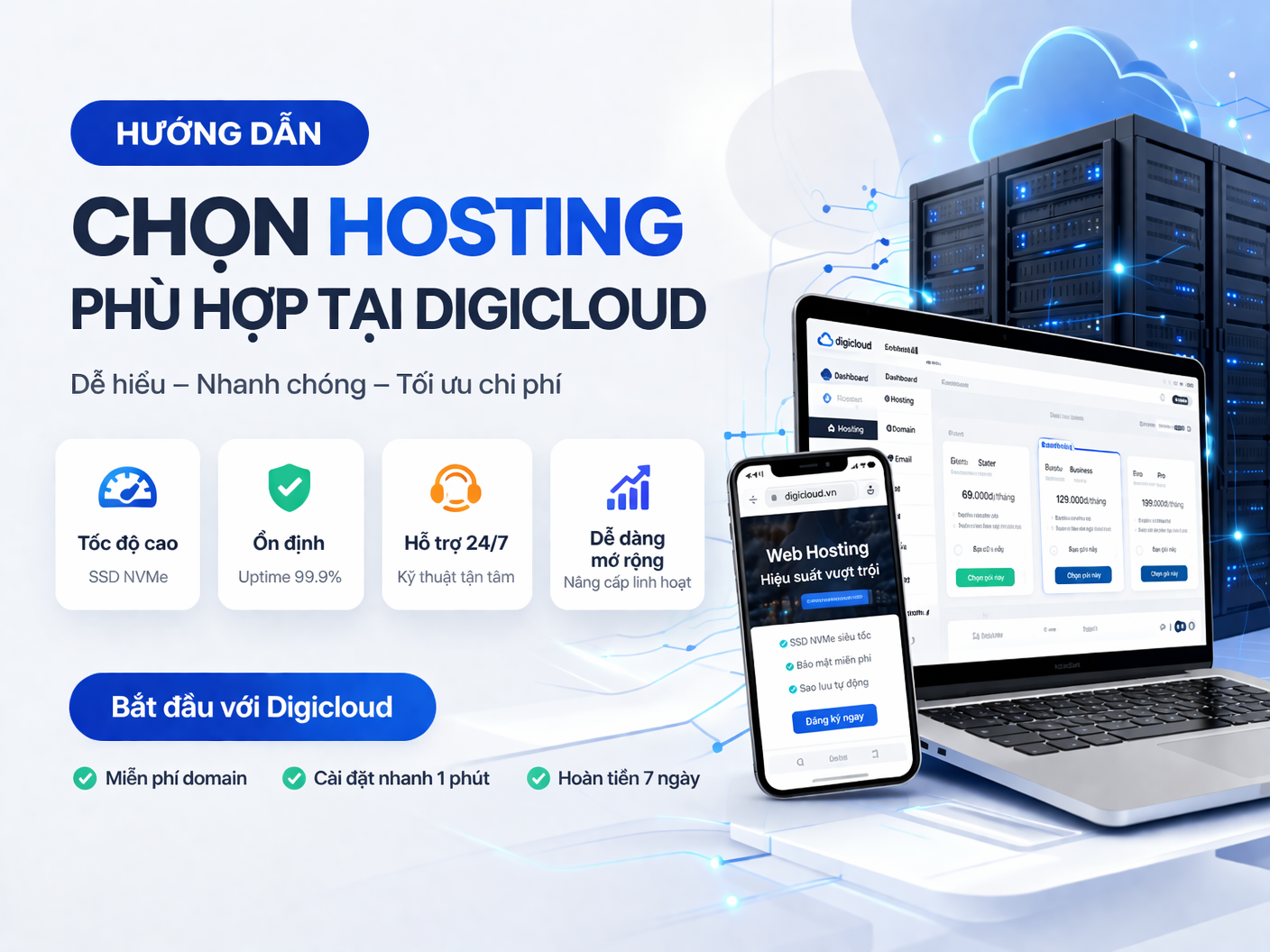Hướng dẫn chọn Hosting phù hợp tại Digicloud cho người mới bắt đầu