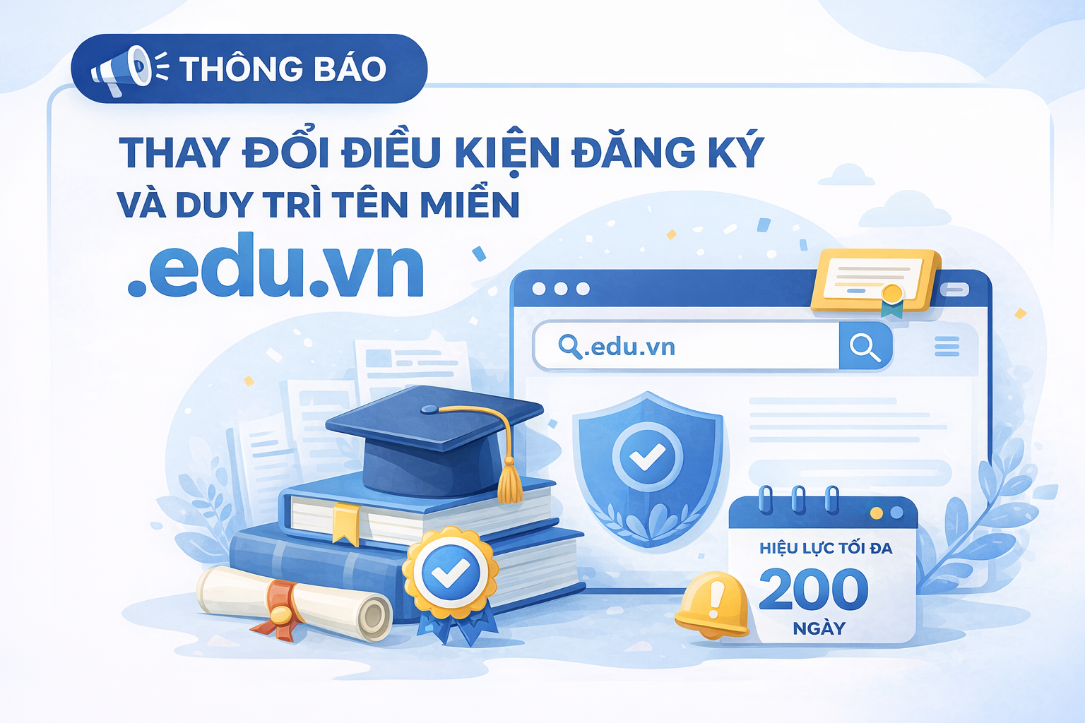 Thông báo thay đổi điều kiện đăng ký và duy trì tên miền “.edu.vn”